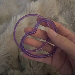Purple Heart-Shaped Bangle Set